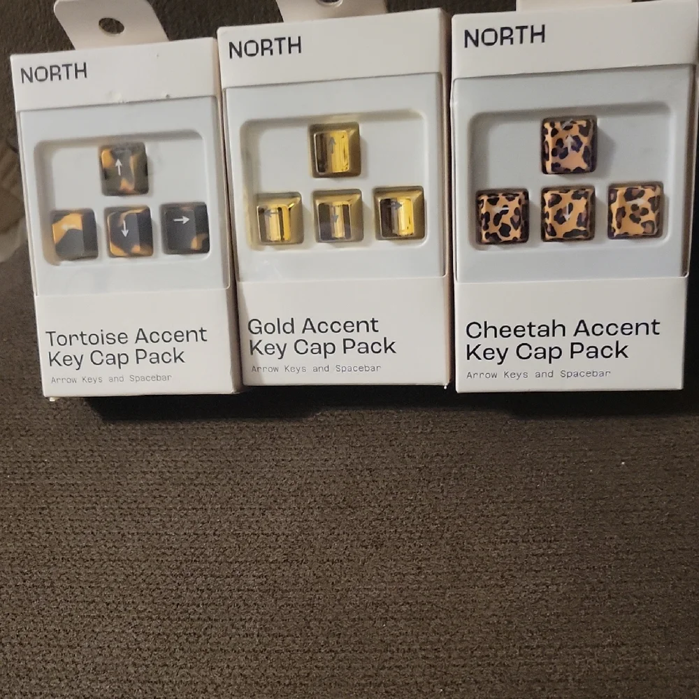 NORTH Tortoise, Gold, and Cheetah Key Cap Set Arrow Keys and Spacebar (4) Packs